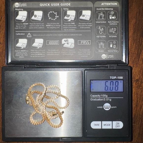 14k Stamped 585 Gold Tennis Necklace Broken Needs To Be Fixed - Picture 4 of 13